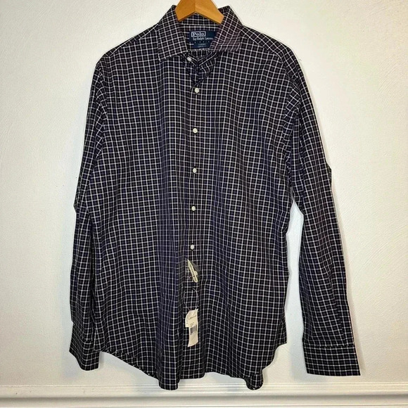 Polo Ralph Lauren Curham Classic Fit Long Sleeve Button Up Shirt Purple Plaid L( - Picture 1 of 10